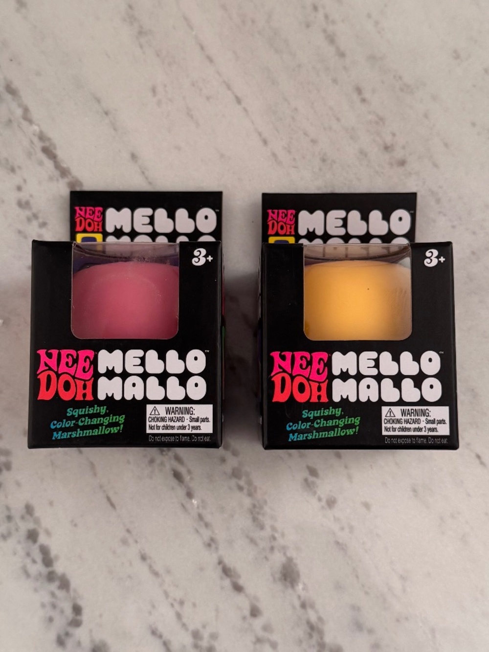 NeeDoh Mello Mallo Lot of 2 Pink & Yellow Color Changing Squishy Stress Toys